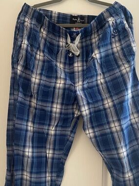 Psycho Bunny Blue and White Plaid Sleep Pants